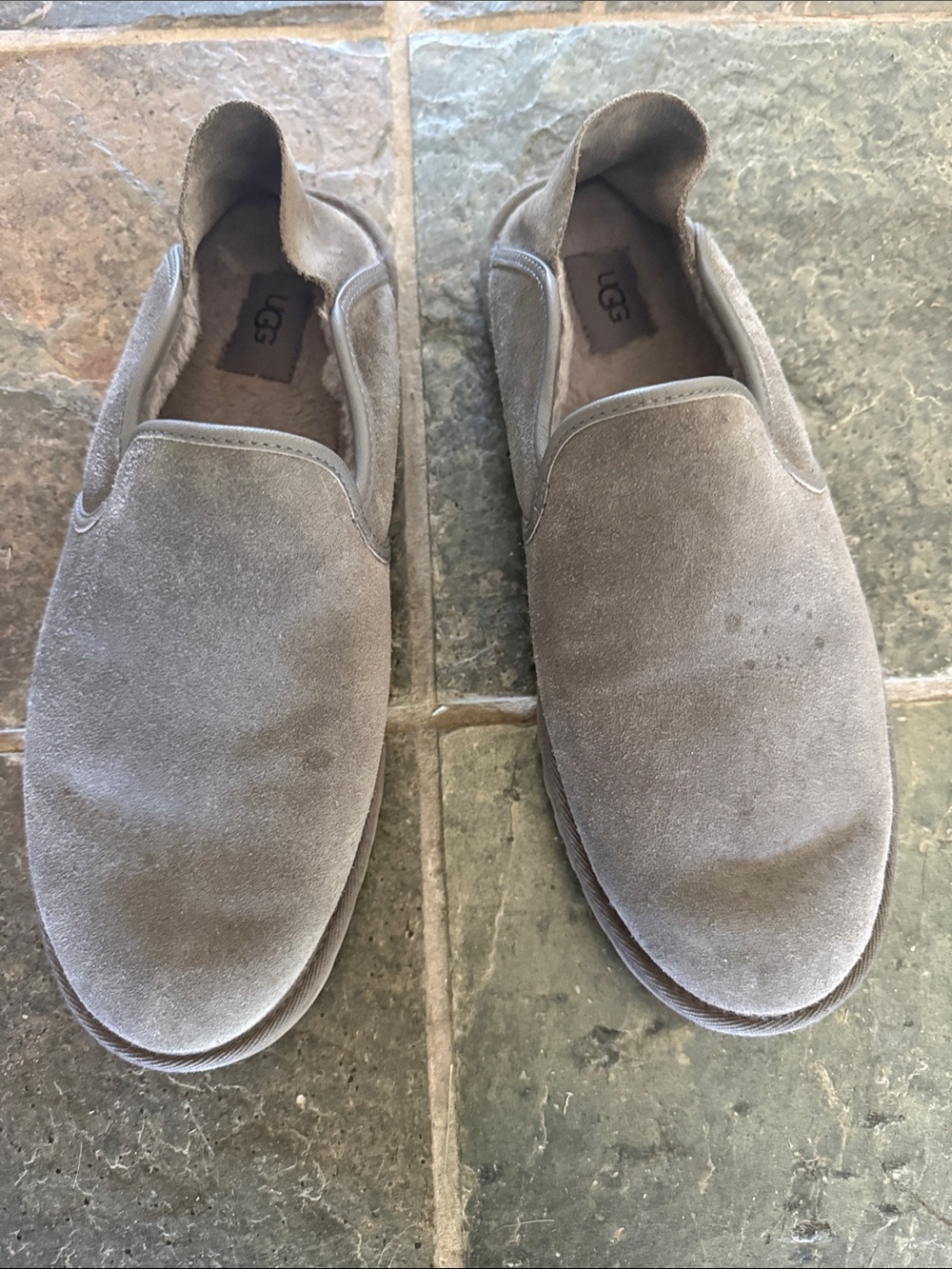 UGG Men’s Slip-On Suede Loafers in Taupe
